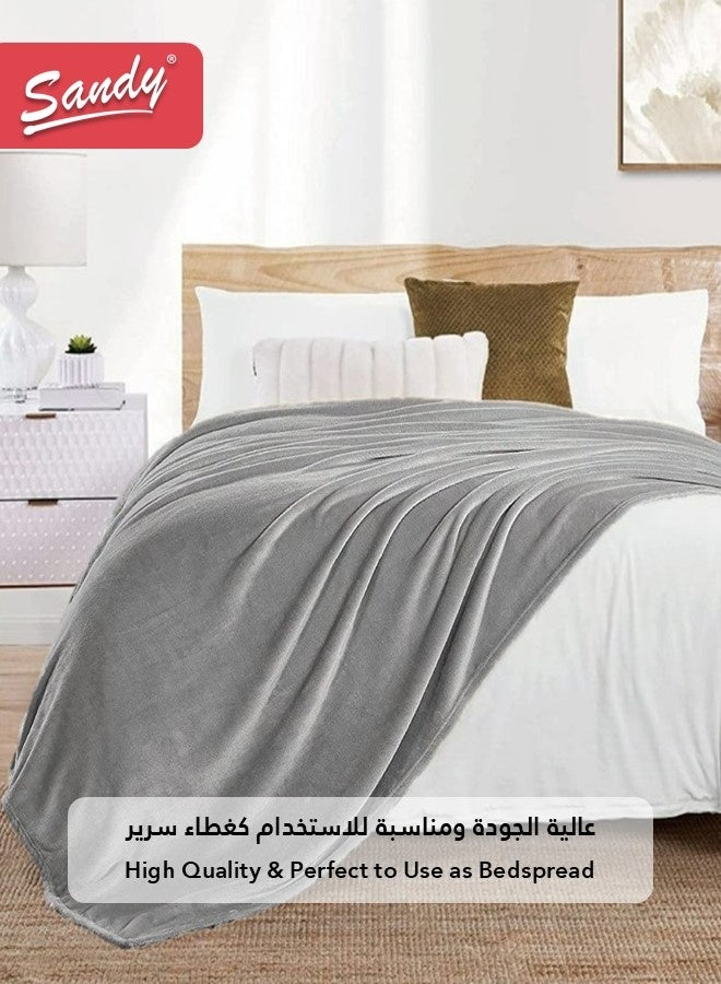 Sandy Lightweight Bedding Blanket, Single Size 220 x 170 cm, High Quality and Super Soft All Season Fleece Blanket, Optimal for Bed, Sofa, Couch and Home Decorations, Light Grey - Image 4